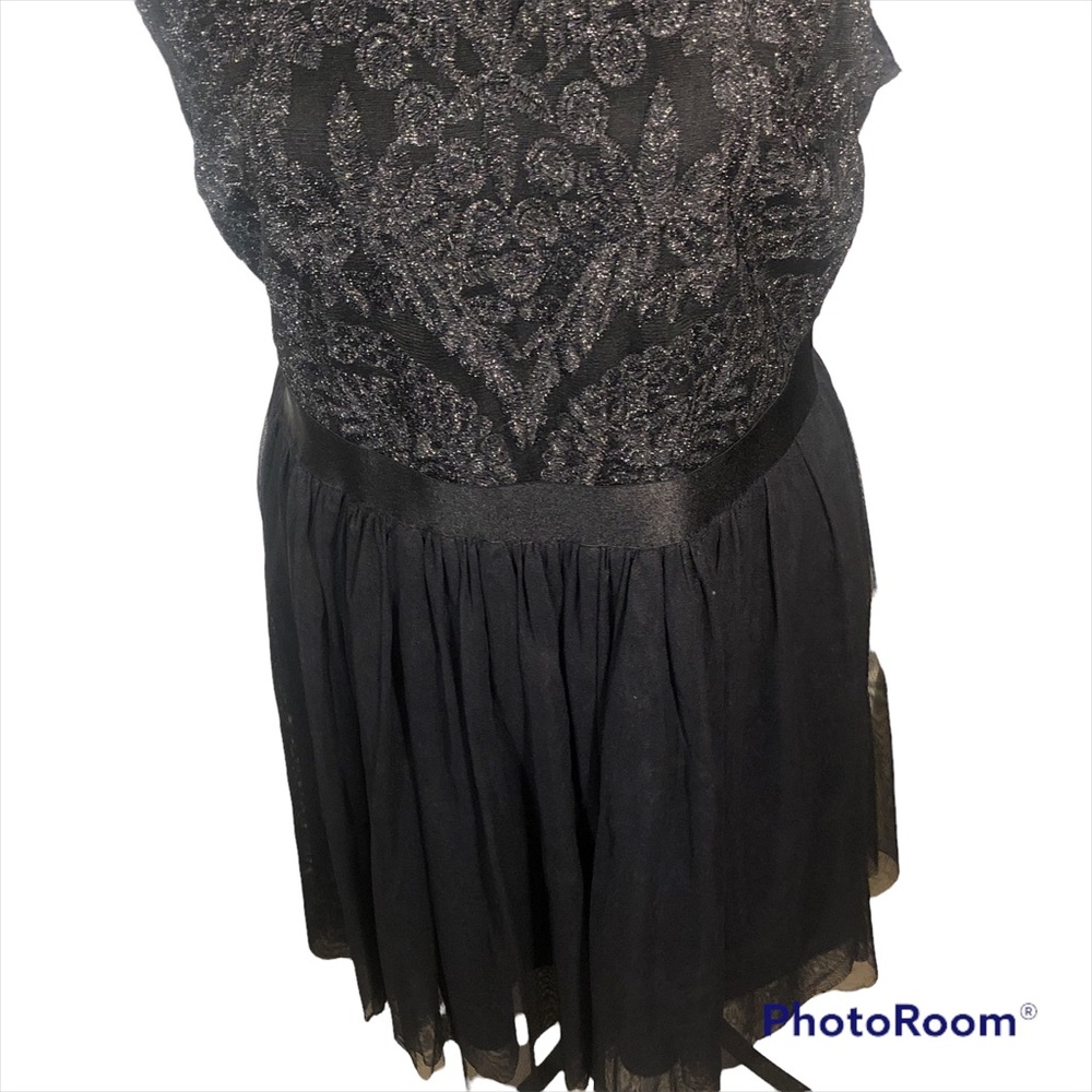 Sparkly Fit and Flare Dress Lace Black